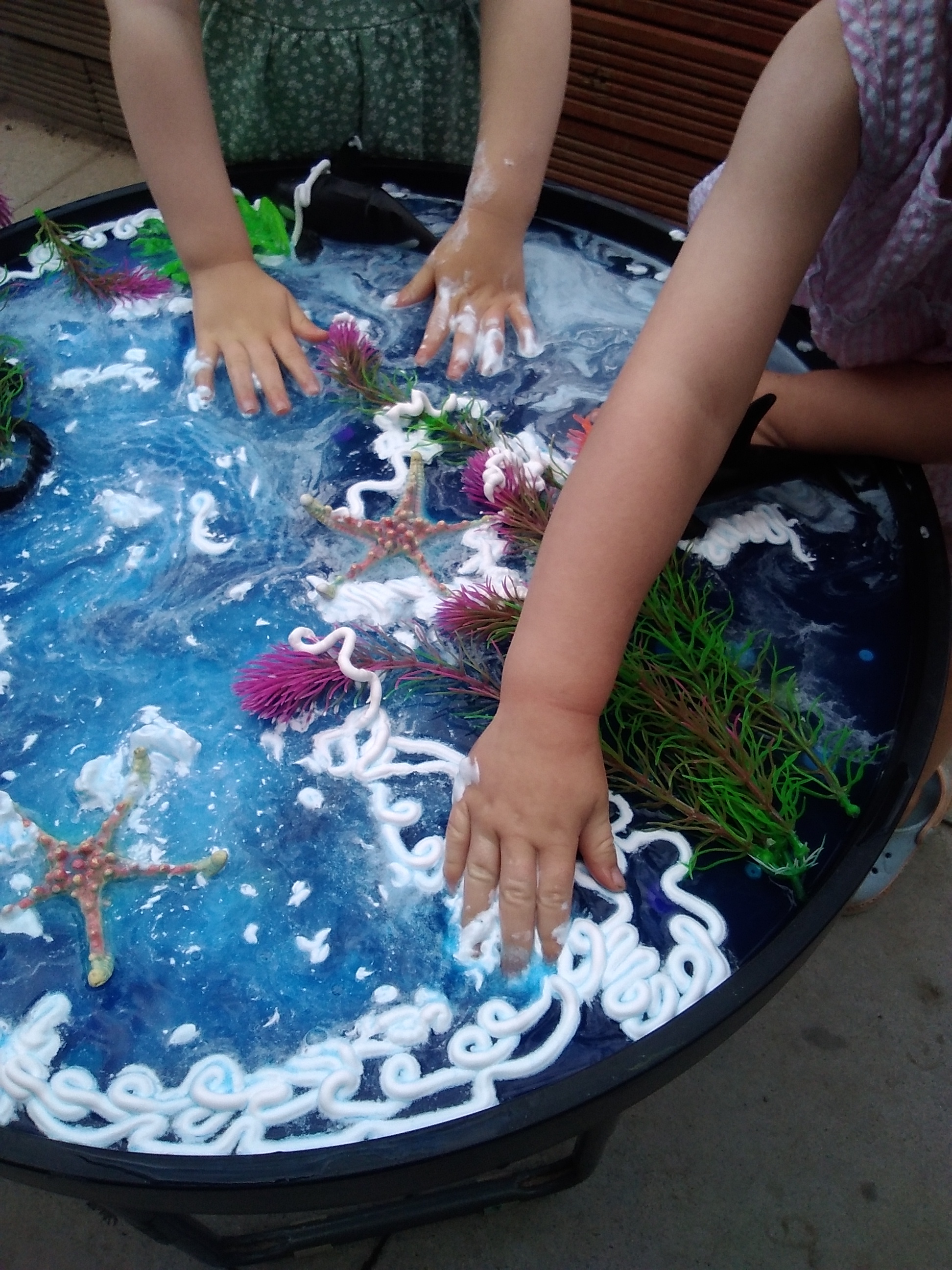 Messy sensory play is encouraged every day.